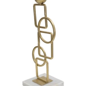 Candelabro Mauro Ferretti Marie 13x10x31,5 cm in ferro dorato e marmo bianco