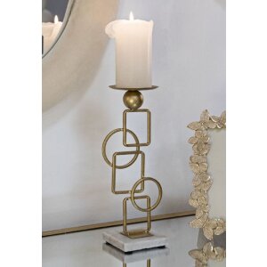 Candelabro Mauro Ferretti Marie 13x10x31,5 cm in ferro dorato e marmo bianco