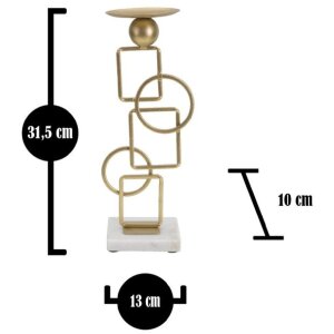 Candelabro Mauro Ferretti Marie 13x10x31,5 cm in ferro dorato e marmo bianco
