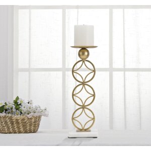 Mauro Ferretti Portacandele Stella oro bianco 10x10x32 cm