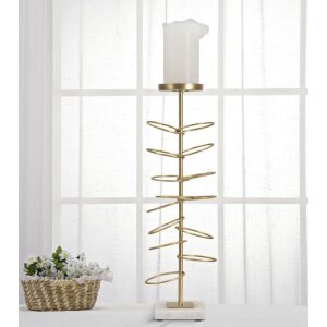 Mauro Ferretti portacandele anelli 14x13x46 cm color oro bianco