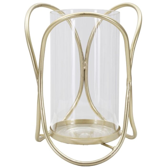 Mauro Ferretti Portacandele Glox Ø16x21.5cm oro vetro moderno