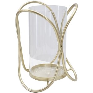 Mauro Ferretti Portacandele Glox Ø16x21.5cm oro vetro moderno