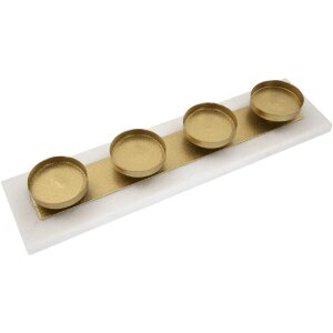 Mauro Ferretti Supporto per candele in marmo e metallo dorato per 4 candeline (40x10x5 cm)