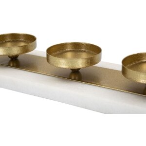 Mauro Ferretti Supporto per candele in marmo e metallo dorato per 4 candeline (40x10x5 cm)