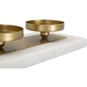 Mauro Ferretti Supporto per candele in marmo e metallo dorato per 4 candeline (40x10x5 cm)