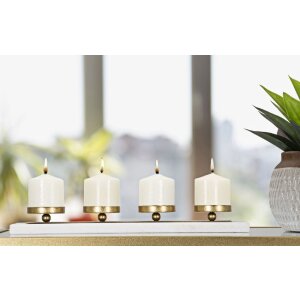 Mauro Ferretti Supporto per candele in marmo e metallo dorato per 4 candeline (40x10x5 cm)