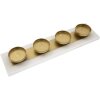 Mauro Ferretti Supporto per candele in marmo e metallo dorato per 4 candeline (40x10x5 cm)