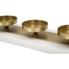 Mauro Ferretti Supporto per candele in marmo e metallo dorato per 4 candeline (40x10x5 cm)