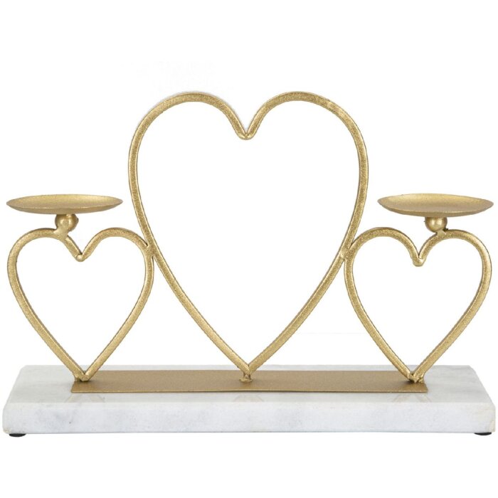 Mauro Ferretti Candeliere a Cuore per 2 Candele 30x9x20 cm oro