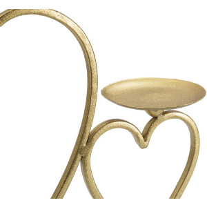 Mauro Ferretti Candeliere a Cuore per 2 Candele 30x9x20 cm oro