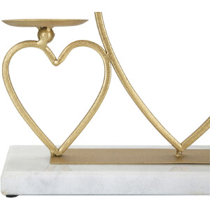 Mauro Ferretti Candeliere a Cuore per 2 Candele 30x9x20 cm oro
