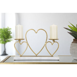 Mauro Ferretti Candeliere a Cuore per 2 Candele 30x9x20 cm oro