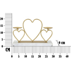 Mauro Ferretti Candeliere a Cuore per 2 Candele 30x9x20 cm oro