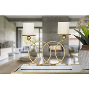 Mauro Ferretti Candeliere Infinito per 2 candele 30x9x20 cm oro