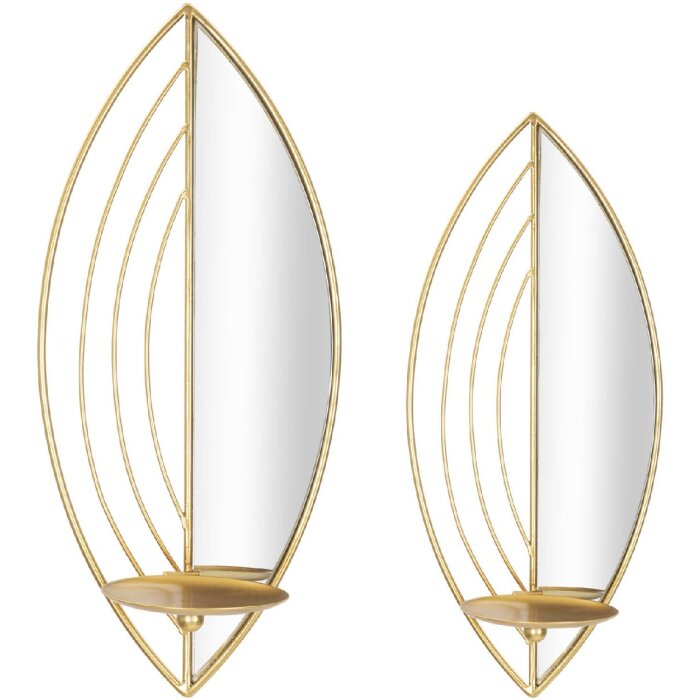 Portacandele da parete Foglia Mauro Ferretti – Set da 2 18x13x41 cm & 15x13x35 cm oro