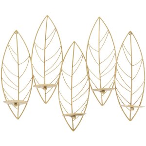 Mauro Ferretti Candeliere a foglia per 5 candele 66x14x56 cm oro