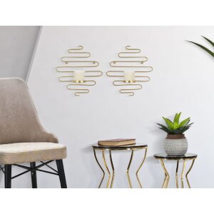 Mauro Ferretti Candeliere da parete Alid set di 2 33x10x34 cm oro