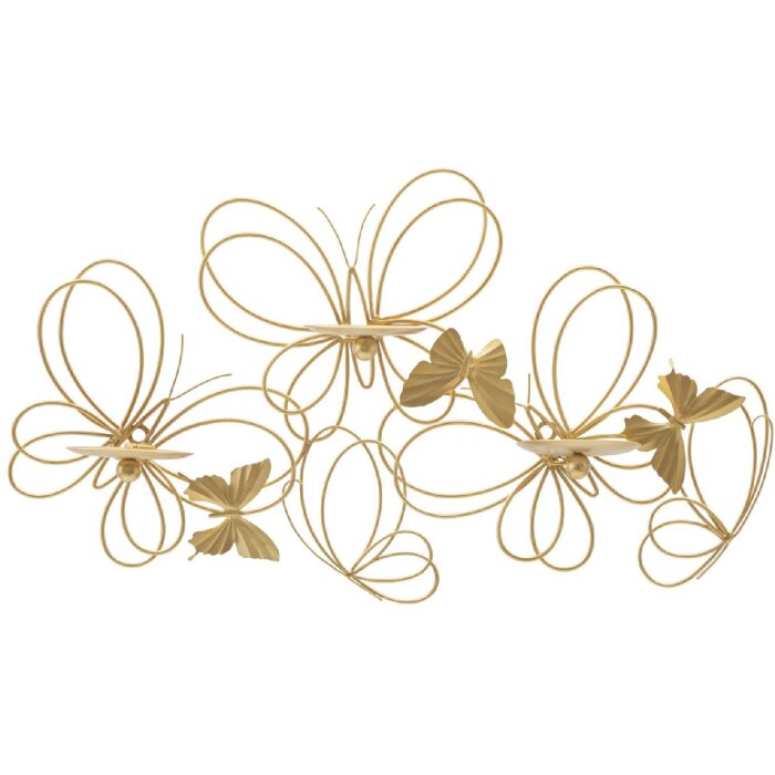 Mauro Ferretti Candeliere a parete a farfalla 3 luci 61x12x34 cm oro
