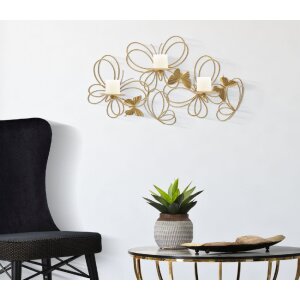Mauro Ferretti Candeliere a parete a farfalla 3 luci 61x12x34 cm oro