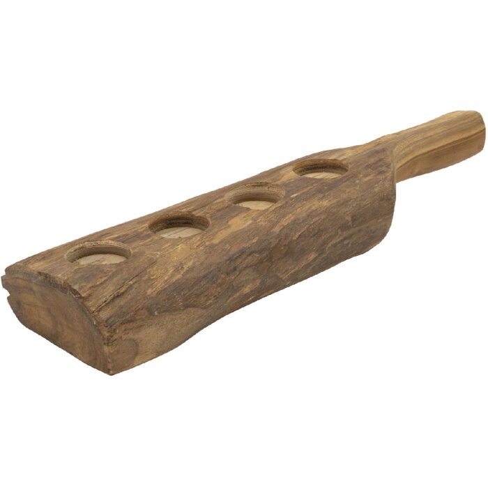 Mauro Ferretti Candeliere in teak 4 luci 51x14x6 cm marrone
