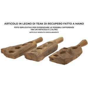 Mauro Ferretti Candeliere in teak 4 luci 51x14x6 cm marrone