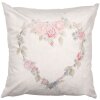 Copri cuscino Clayre & Eef 45x45 cm Beige con motivo di fiori a cuore rosa