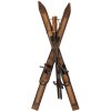 Sci decorativi Clayre & Eef con bastoncini da sci in legno marrone vintage in ferro 24x10x90 cm