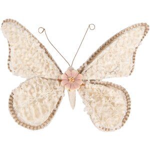 Clayre & Eef Decorazione Farfalla Beige 30x3x24 cm