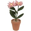 Clayre & Eef Fiore decorativo in vaso Rosa 26 cm Stile country Tessile Plastica