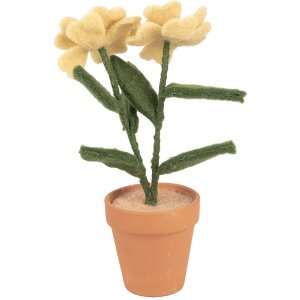 Clayre & Eef fiore decorativo giallo 8x8x26 cm stile country tessuto su plastica