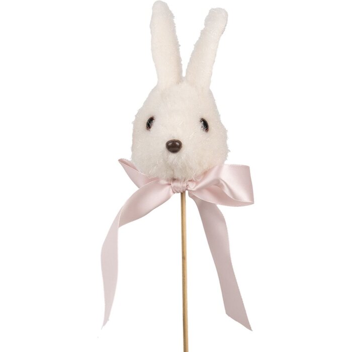Clayre & Eef Pianta Plug Rabbit Bianco Rosa 7x7x33 cm