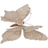 Clayre & Eef Farfalla decorativa Beige 28x4x22 cm Stile country con ricamo