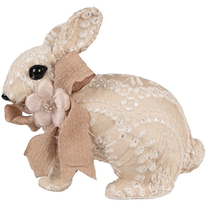 Coniglio decorativo Clayre & Eef Beige 26x15x23 cm Decorazione pasquale in stile country