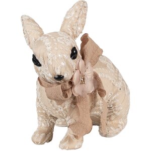 Coniglio decorativo Clayre & Eef Beige 26x15x23 cm Decorazione pasquale in stile country