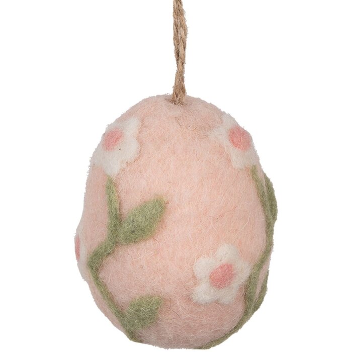 Clayre & Eef Decorazione da appendere rosa uovo verde Ø 6x8 cm tessile stile country