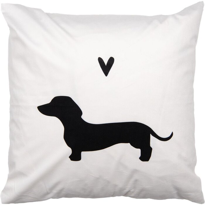 Copri cuscino Clayre & Eef 45x45 cm bianco motivo bassotto stile country poliestere