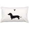 Copri cuscino Clayre & Eef PWS36-2 30x50 cm bianco nero motivo cuore bassotto