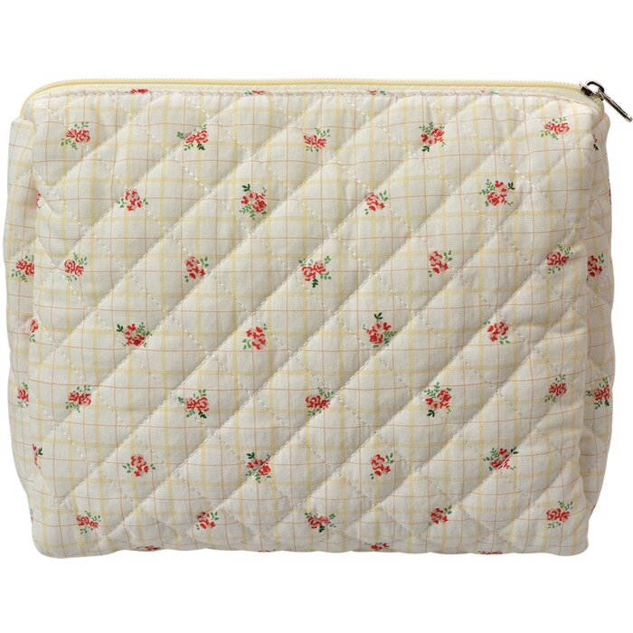 Juleeze JZTB0088 Borsa da toilette Beige con motivo a rose 25x5x22 cm Cotone