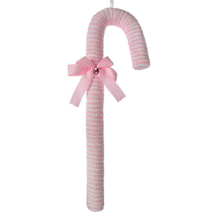 Targhetta natalizia Clayre & Eef candy cane rosa bianco 17x5x56 cm