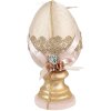 Uovo decorativo Clayre & Eef Ø 20x38 cm Beige Rosa Oro Decorazione Pasquale Plastica Tessile