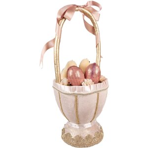 Clayre & Eef Cestino decorativo rosa Ø20x47 cm stile country con fiocchi pulcini