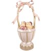 Clayre & Eef Cestino decorativo rosa Ø20x47 cm stile country con fiocchi pulcini
