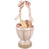 Clayre & Eef Cestino decorativo rosa Ø20x47 cm stile country con fiocchi pulcini