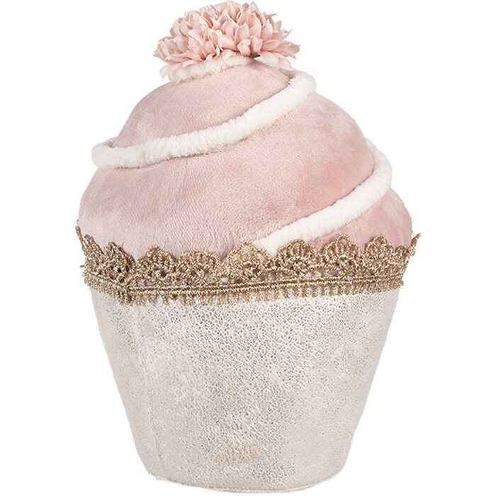 Clayre & Eef Decorazione Cupcake Rosa Beige Ø11x16cm