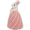 Coniglio decorativo Clayre & Eef Bianco Rosa Ø8x14cm Stile Country Tessile Plastica