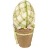 Uovo decorativo Clayre & Eef stile country a scacchi verdi Ø20x43cm con vaso da fiori
