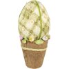 Uovo decorativo Clayre & Eef stile country a scacchi verdi Ø20x43cm con vaso da fiori