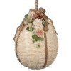 Clayre & Eef Decorazione da appendere Uovo Beige Ø 20x29 cm con fiori e nastro di iuta