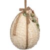 Clayre & Eef Decorazione da appendere Uovo Beige Ø 20x29 cm con fiori e nastro di iuta